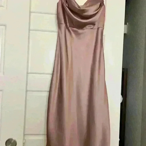 Revelry Skye Midi Satin Dress, Rose Quartz, Size 2 - Picture 8 of 10